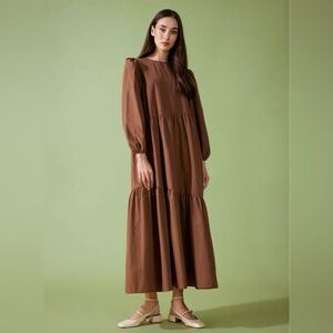 Defacto Crew Neck Poplin Maxi Dress